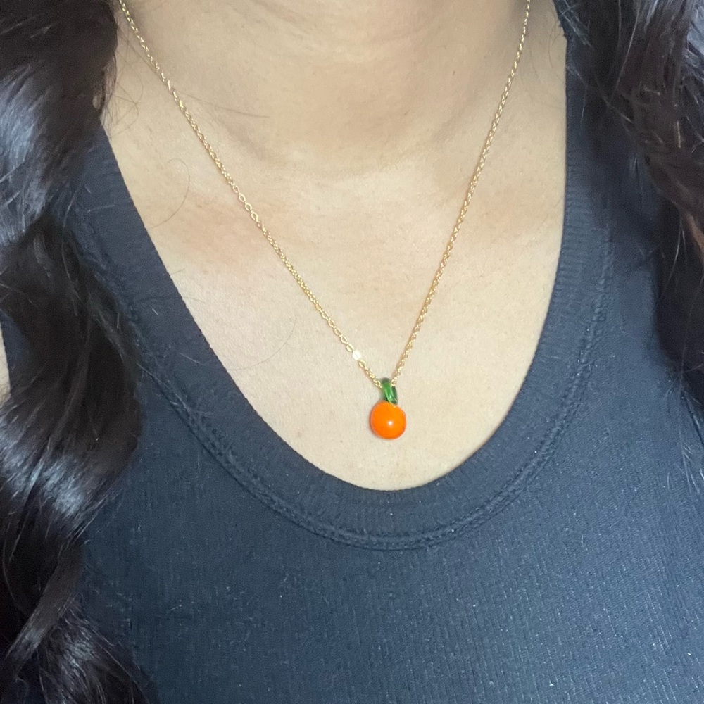 FRUIT SERIES Persimmon Charm Gold Necklace - Picture 2 of 2
